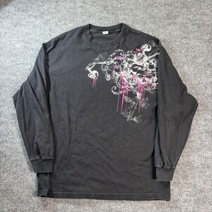 Split Shirt Mens XL Black Skull Drip Graphic Long Sleeve Tee Gothic Streetwear